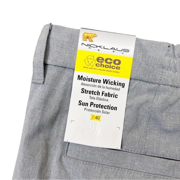 NWT Nicklaus Golf Shorts Heather Gray Elastic Drawstring Size 38 - Picture 7 of 8